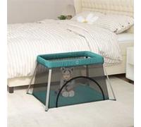 vidaXL Parc pour bébé avec matelas Vert Tissu de lin 10306 Vert G