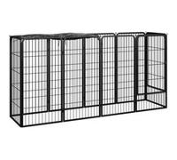 vidaXL Parc pour chien 10panneaux Noir 50x100cm Acier enduit de poudre 3115948 Noir G