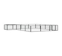 Vidaxl Parc Pour Chien 16panneaux Noir 100x50cm Acier Enduit De Poudre