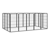 vidaXL Parc pour chien 16panneaux Noir 50x100cm Acier enduit de poudre 3115960 Noir G