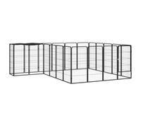 Vidaxl Parc Pour Chien 22panneaux Noir 50x100cm Acier Enduit De Poudre