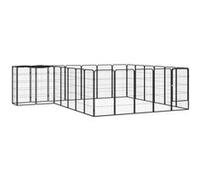 vidaXL Parc pour chien 26panneaux Noir 50x100cm Acier enduit de poudre 3115952 Noir G