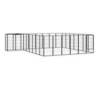vidaXL Parc pour chien 30panneaux Noir 50x100cm Acier enduit de poudre 3115953 Noir G