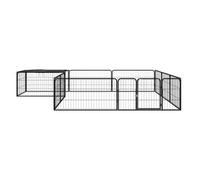 vidaXL Parc pour chiens 12 pièces noir 100x50cm Acier revêtu par poudre