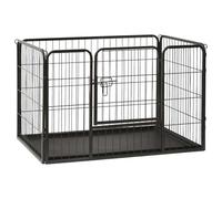 vidaXL Parc pour Chiots Acier 91,5x59x61 cm Enclos Extérieur pour Chiots Cage