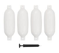 vidaXL Pare-chocs de bateau 4x gonflables – PVC, pompe incluse, résistants, blanc 58,5×16,5 cm