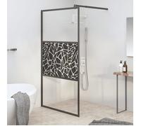 vidaXL Paroi de douche 115x195 cm Verre ESG avec design de pierre Noir 151883