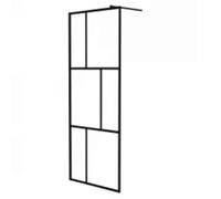 vidaXL Paroi de douche à l'italienne murale en verre trempé noir 80x195 cm