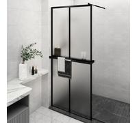 vidaXL Paroi de douche avec étagère Noir 90x195 cm Verre ESG&Aluminium