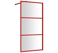 vidaXL Paroi de douche avec verre ESG transparent rouge 100x195 cm