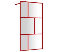 vidaXL Paroi de douche avec verre ESG transparent rouge 100x195 cm, paroi de douche, parois de douche, cabine de douche, cloison de douche
