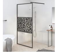 vidaXL Paroi de douche 100x195 cm Verre ESG design pierre noir réglable