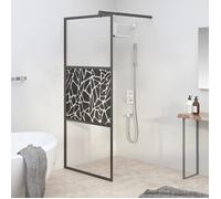 vidaXL Paroi de douche 80x195 cm – verre ESG – design de pierre – noir