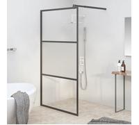 Inloopdouchewand 100x195 cm halfmat ESG-glas zwart151874