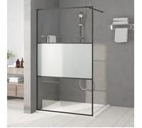 vidaXL Paroi de Douche Ecran Cloison Cabine de Douche Salle de Bain Intérieur Résistance aux Eclaboussures Noir 115x195 cm 152108