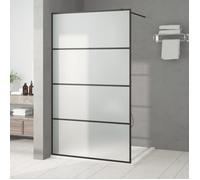 vidaXL Paroi de douche Noir 115x195 cm Verre ESG dépoli