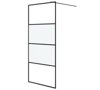 vidaXL Paroi de Douche Ecran Cloison Cabine de Douche Salle de Bain Intérieur Résistance aux Eclaboussures Noir 90x195 cm Verre ESG Demi-Dépoli