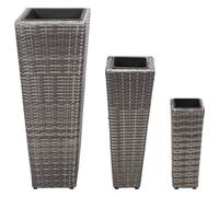 vidaXL Parterre de jardin surélevé 3 pièces Poly rotin gris