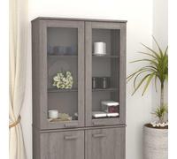 vidaXL Partie supérieure du highboard HAMAR gris clair 85x35x100 cm bois massif