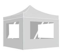 Tente De Réception Pliable Avec Parois Aluminium 3x3 M Blanc Blanc
