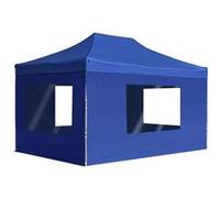 Vidaxl Tente De Réception Pliable Avec Parois Aluminium 4,5x3 M Bleu Blanc
