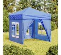 Tente de Réception Pliable avec Parois Belvédère de Camping Pavillon d'Extérieur Tonnelle de Jardin Chapiteau Patio Bleu 2x2 m