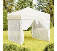Partytent inklapbaar met zijwanden 2x2 m crÃmekleurig93508