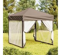 Vidaxl Tente De Réception Pliable Avec Parois Taupe 2x2 M