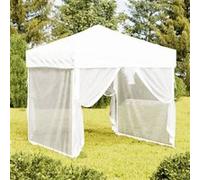 Vidaxl Tente De Réception Pliable Avec Parois Blanc 2x2 M
