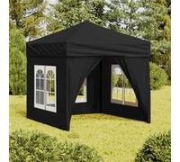 Vidaxl Tente De Réception Pliable Avec Parois Noir 2x2 M Noir