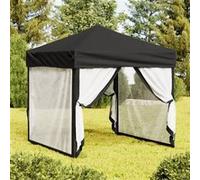 Vidaxl Tente De Réception Pliable Avec Parois Noir 2x2 M