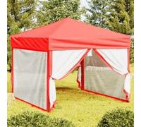 Vidaxl Tente De Réception Pliable Avec Parois Rouge 3x3 M