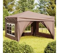 Vidaxl Tente De Réception Pliable Avec Parois Taupe 3x3 M