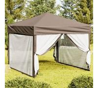 Vidaxl Tente De Réception Pliable Avec Parois Taupe 3x3 M
