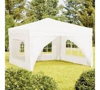 Vidaxl Tente De Réception Pliable Avec Parois Blanc 3x3 M Blanc