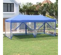 Partytent inklapbaar met zijwanden 3x6 m blauw93549