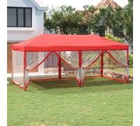 vidaXL Tente de réception pliable Pavillon d'extérieur avec parois Rouge 3 x 6 m