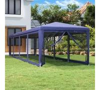 Partytent met 10 mesh zijwanden 3x12 m HDPE blauw319247