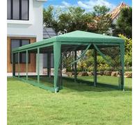Partytent met 10 mesh zijwanden 3x12 m HDPE groen319248