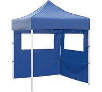 Tente De Réception Pliable Avec 2 Parois 2x2 M Acier Bleu
