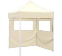 vidaXL Partytent met 2 zijwanden inklapbaar 2x2 m staal crÃme48881 Crème G
