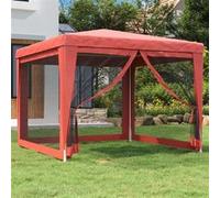 Vidaxl Tente De Fête Avec 4 Parois Latérales En Maille Rouge 3x3m Pehd Rouge