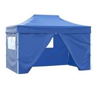 Vidaxl Tente De Réception Pliable Avec 4 Parois 3x4 M Acier Bleu Bleu