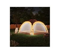 vidaXL Partytent met LED en 4 zijwanden 3,6x3,6x2,3 m grijs en oranje93077