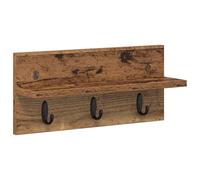 vidaXL Patère murale pour vêtements avec espace de rangement en bois vieilli 40 x 10,5 x 18 cm - Design moderne mat avec crochet de suspension