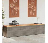 vidaXL Boîte de rangement de jardin Gris en résine tressée et bois d'acacia