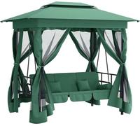 vidaXL Tonnelle de jardin banc pivotant convertible vert tissu acier 363327