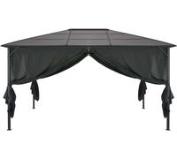 vidaXL Pavillon de jardin avec rideau aluminium 4×3×2,6 m noir