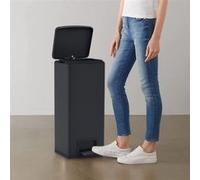 vidaXL Pedaalemmer met anti-vingerafdruk 30 L RVS zwart149573 Noir G