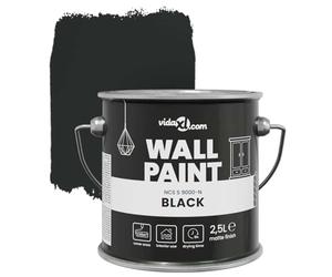 vidaXL Peinture murale Noir 2,5 L Impression murale, Peinture dino écolo pour murs de cuisine, salle de bain, salon, lavable, à l'eau, séchage rapide